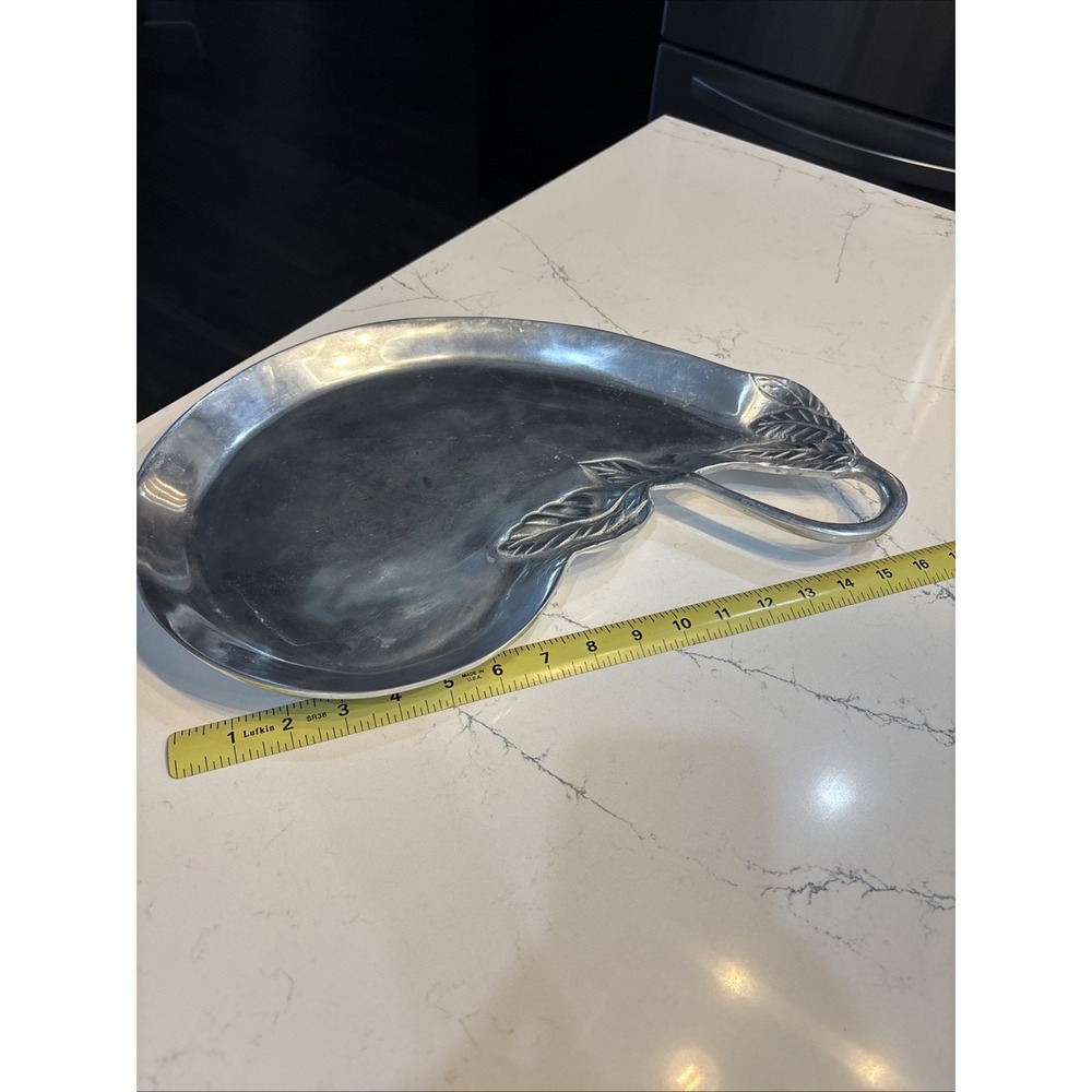 Vintage EUROCRAFT, INC Silver Plate 16X11 Pattern Oval Platter Tray Leaves Heavy - Picture 2 of 8